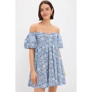 ENGLISH FACTORY Blue Medallion Floral Olympia Mini Dress Size M NWT